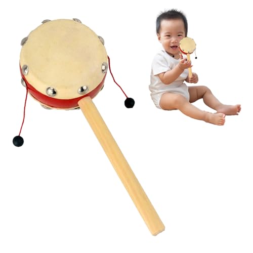 Rasseltrommel-Spielzeug, Chinesische Rasseltrommel - Handschüttelrassel,Pädagogische Handtrommel, Holzrasseltrommel, Tragbare -Kinderrasseltrommel Für , Mädchen von Generisch