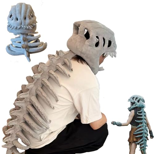 Realistic Dinosaur Skeleton Costume Set, Dinosaur Skull Headpiece and Spine Costume for Adults Teens (S) von Generisch