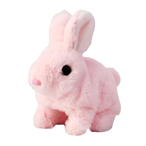 Realistic Plüschtier Bunny Toy Zucken und Schütteln von Ohren Robot Interaktives Plüschtier Ostern Geburtstagsgeschenk für Kinder Hasen Kuscheltiere Klein Können Gehen und Sprechen (Rosa) von Generisch