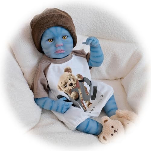 Realistisch Reborn Babypuppen 19 Zoll 49 cm Junge AVA-Tar Bebe Weichheit Vinyl Silikonkörper Baby Puppe Neugeborene Babypuppe Spielzeug Geschenk Für Kinder ab 3 Jahren von Generisch