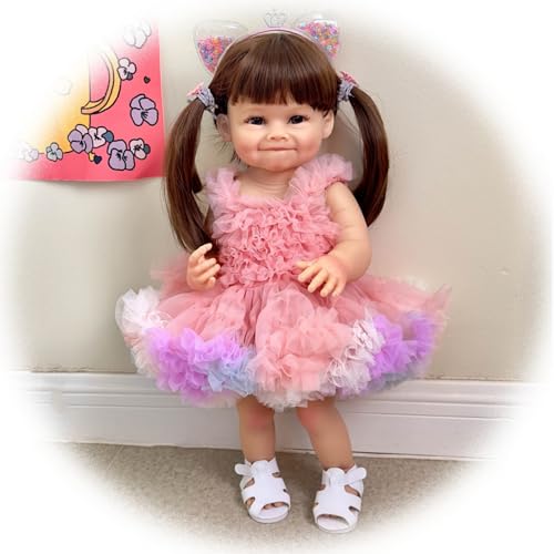 Realistisch Reborn Puppen Mädchen 22 Zoll Wiedergeborene Babypuppen Lebensechte Neugeborene Baby Puppe Offenes Augen Kleinkind mit Kleidung, Spielzeug für Kinder von 3+ & Sammlung Realistisch Reborn Puppen Mädchen 22 Zoll Wiedergeborene Babypuppen Lebensechte Neugeborene Baby Puppe Offenes Augen Kleinkind mit Kleidung, Spielzeug für Kinder von 3+ & Sammlung von Generisch