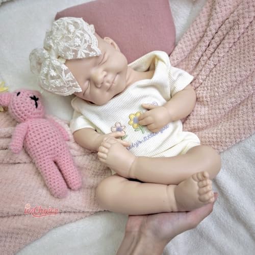 Realistische, unbemalte Reborn-Babypuppe aus Silikon – 47 cm, beschwert, schlafend, lebensecht, neugeborenes Mädchen/Junge, zum Selbermachen, Sammeln, (Boy) von Generisch