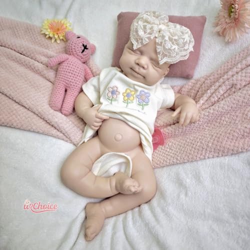Realistische, unbemalte Reborn-Babypuppe aus Silikon – 47 cm, beschwert, schlafend, lebensecht, neugeborenes Mädchen/Junge, zum Selbermachen, Sammeln, (Girl) von Generisch