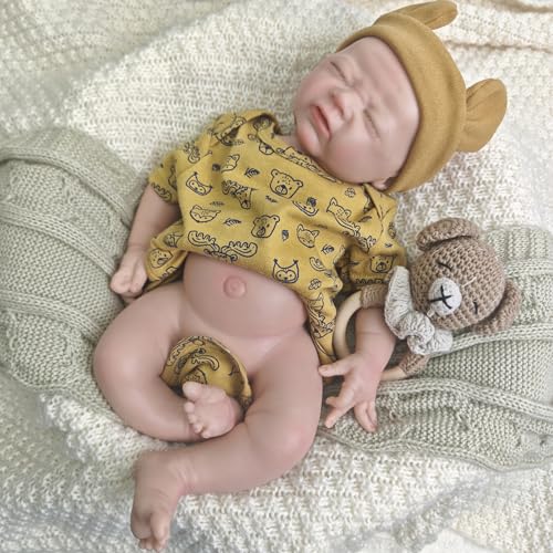 Realistische Babypuppe aus Silikon, 45 cm, mit geschlossenen Augen und Stirnrunzeln, gewichtete Reborn-Babypuppe für Künstler und Sammler Realistische Babypuppe aus Silikon, 45 cm, mit geschlossenen Augen und Stirnrunzeln, gewichtete Reborn-Babypuppe für Künstler und Sammler von Generisch