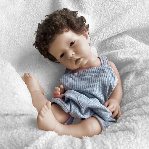 Realistische Babypuppe aus Silikon, 50 cm, handgefertigt, lebensecht, verwurzeltes Haar, anatomisch korrekt für Sammler (unlackiert) von Generisch