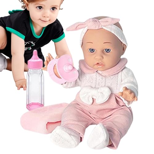 Realistische Kleinkindpuppe, wiedergeborene Puppe - Weiche Kleinkindpuppe - 12-Zoll-weiche wiedergeborene Kleinkind-Jungenpuppen mit Kleidung, Flasche und Schnuller, wiedergeborenes Kleinkind-Puppensp von Generisch