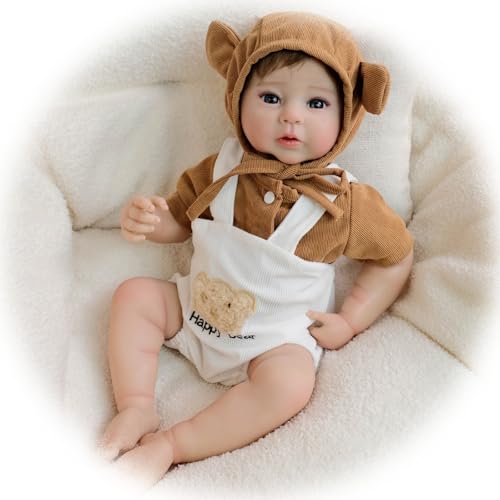 Realistische Reborn Baby Puppen Mädchen 19 Zoll Lebensechte Babypuppe Weiches Vinyl Silikon Neugeborene Real Life Spielzeug Geschenk für Kinder im Alter von 3+, Blaue Augen von Generisch