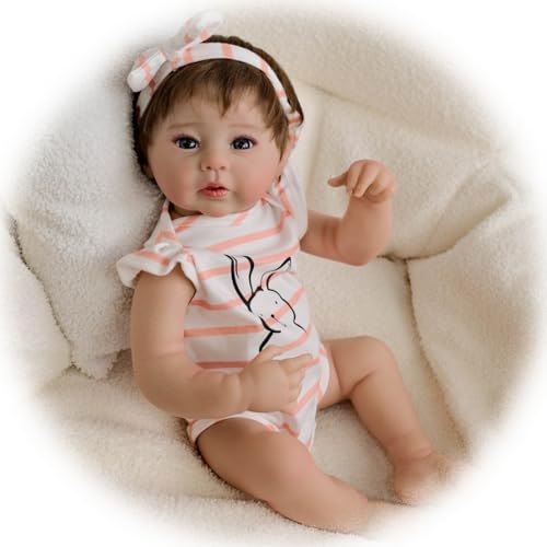 Realistische Reborn Baby Puppen Mädchen 19 Zoll Neugeborenen Weiches Vinyl Silikon Reborn Puppe Kleinkind Babypuppe Blaue Augen Spielzeug Geschenk für Kinder im Alter von 3+ von Generisch