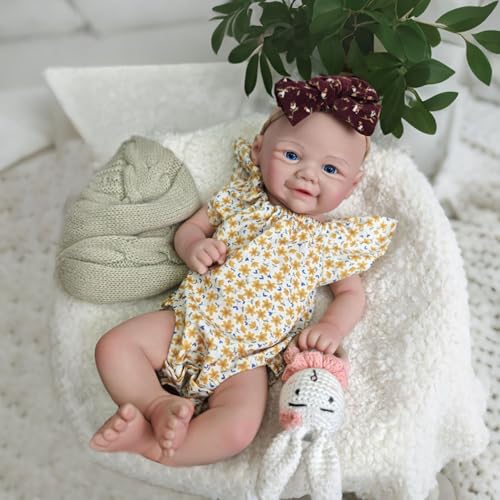 Realistische Reborn-Babypuppe, 17 Zoll Ganzkörper-Silikon-Mädchen, realistische handgefertigte bemalte Puppen mit süßem Lächeln, Mädchenpuppen für Kinder und Sammler Realistische Reborn-Babypuppe, 17 Zoll Ganzkörper-Silikon-Mädchen, realistische handgefertigte bemalte Puppen mit süßem Lächeln, Mädchenpuppen für Kinder und Sammler von Generisch