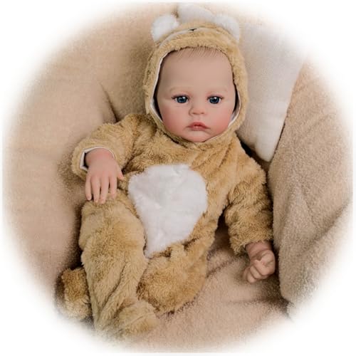 Realistische Reborn Babypuppen 18 Zoll 45 cm Neugeborene Reborn Baby Puppe Lebensecht Weiche Vinyl Silikon Puppen Realistisches Kleinkind Spielzeug für Kinder ab 3 Jahren als, Blaue Augen von Generisch