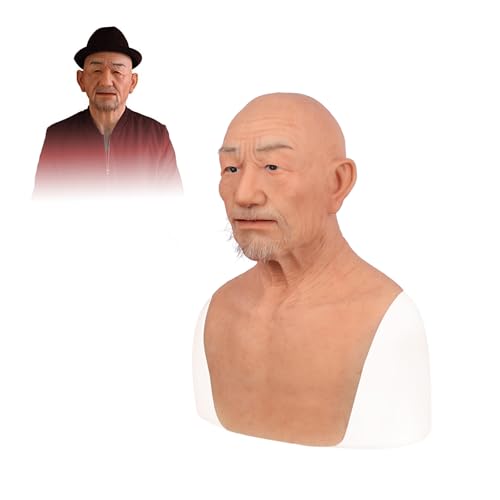 Realistische Silikon Old Man Maske, High Simulation Soft Fake Face, Handmade Full Head für Cosplay und Halloween von Generisch