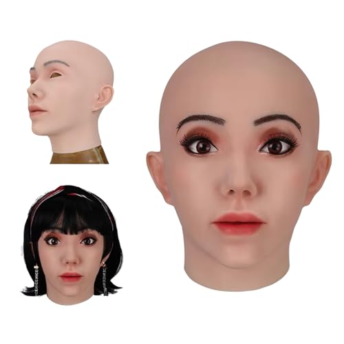 Realistische Silikon Weibliche Gesichtsmaske Handgemachte Vollgesichtsabdeckung für Make-up, Crossdressing, Halloween-Kostüm Realistische Silikon Weibliche Gesichtsmaske Handgemachte Vollgesichtsabdeckung für Make-up, Crossdressing, Halloween-Kostüm von Generisch