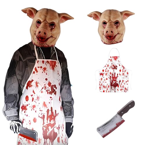 Realistische Silikonmaske Horror Maske Tiere Schwein für Halloween Party Verkleiden (3Pcs) von Generisch