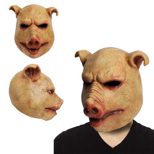 Realistische Silikonmaske Horror Maske Tiere Schwein für Halloween Party Verkleiden (B) von Generisch