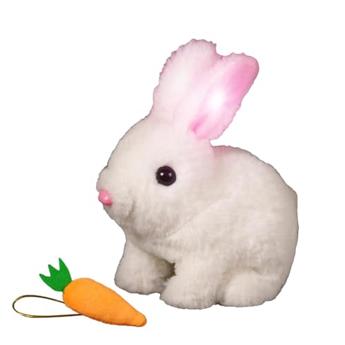 Realistischer Bunny - Interaktives Plüschkaninchenspielzeug, lebensechtiges gefülltes Tier Bewegungen | Springen, Nase zuckend und -wackelndes, lustiges animiertes Haustier für Kinder un von Generisch