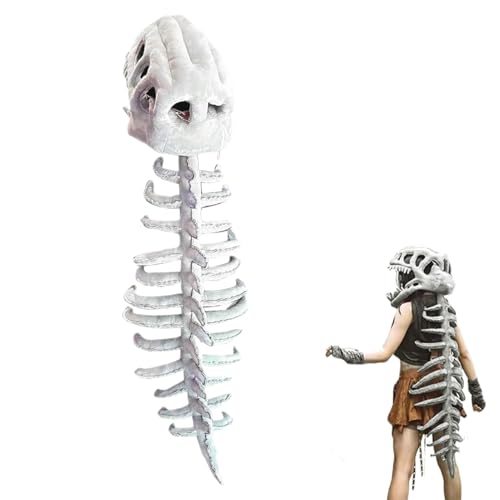 Realistisches Dinosaurier -Skelettkostüm Set, Halloween Dinosaurierschädel Skelett gruselige Plüschkostümzubehör für Halloween Cosplay von Generisch