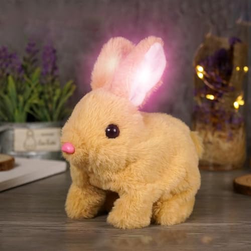Realistisches Hasenspielzeug für Kinder, realistisches Kaninchenspielzeug mit Sprungaktion | Bunny Simulierte Kaninchenpuppe, hüpfter Robotertier, Springen, zuckende Nase, wackelige Ohren von Generisch