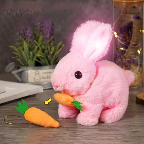 Realistisches Hasenspielzeug für Kinder, realistisches Kaninchenspielzeug mit Sprungaktion | Bunny Simulierte Kaninchenpuppe, hüpfter Robotertier, Springen, zuckende Nase, wackelige Ohren von Generisch