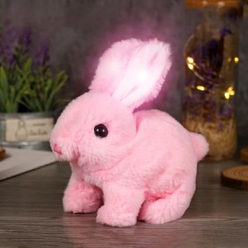 Realistisches Hasenspielzeug für Kinder, realistisches Kaninchenspielzeug mit Sprungaktion | Bunny Simulierte Kaninchenpuppe, hüpfter Robotertier, Springen, zuckende Nase, wackelige Ohren von Generisch