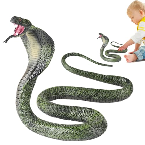 Realistisches Kobra -Spielzeug - großer Schlangenstreich, lustige Witzpropie, Safari -Tierfigur, lustiger Trickspielzeug | Lebensechte Schlangenfigur für Kinder Erwachsene Halloween Party Streich Unte von Generisch