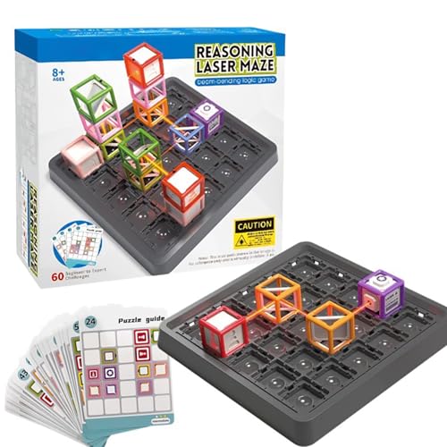 Reasoning Laser Maze, Logikspiel (8-12 Jahre) mit 60 Herausforderungen, geeignet für 8-14 Jahre alte Kinder und Erwachsene, 37 Würfel von Generisch