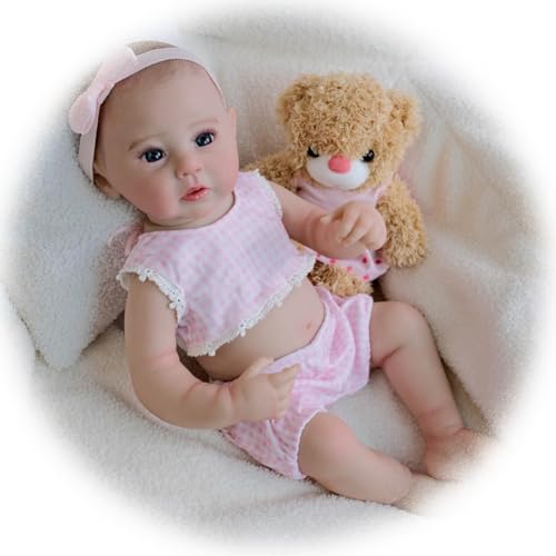 Reborn Baby Doll Mädchen 19 Zoll 48 cm Realistisch Reborn Puppe Lebensechte Baby Puppen Weiche Vinyl Silikon Neugeborenen Babypuppe Spielzeug Geschenk für Kinder im Alter von 3+ von Generisch