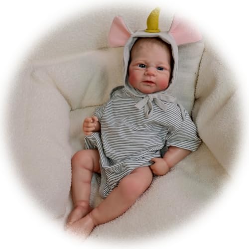 Reborn Baby Puppen 19 Zoll Ganzkörper Weich Vi-NYL Silikon Handgefertigt Babypuppen Lebensechte süße Neugeborenen Kleinkind Puppe Kinder Spielzeug für Geburtstag und Weihnachten, Blaue Augen von Generisch
