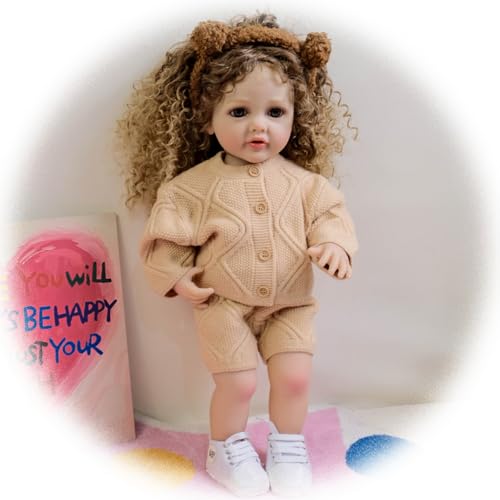Reborn Baby Puppen 22 Zoll Realistisch Neugeborene Babypuppe Mädchen Offenes Auge Babypuppen Weichheit Vinyl Silikon Curls Haar Kleinkind Puppe Spielzeug für Kinder von 3+ & Sammlung Reborn Baby Puppen 22 Zoll Realistisch Neugeborene Babypuppe Mädchen Offenes Auge Babypuppen Weichheit Vinyl Silikon Curls Haar Kleinkind Puppe Spielzeug für Kinder von 3+ & Sammlung von Generisch