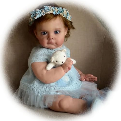 Reborn Baby Puppen 24 Zoll 60 cm Lebensecht Neugeborenen Babypuppen Weich Stoff Körper Baby Puppe Handgefertigte Spielzeug Geschenk für Kinder im Alter von 3+, Blauen Augen Reborn Baby Puppen 24 Zoll 60 cm Lebensecht Neugeborenen Babypuppen Weich Stoff Körper Baby Puppe Handgefertigte Spielzeug Geschenk für Kinder im Alter von 3+, Blauen Augen von Generisch