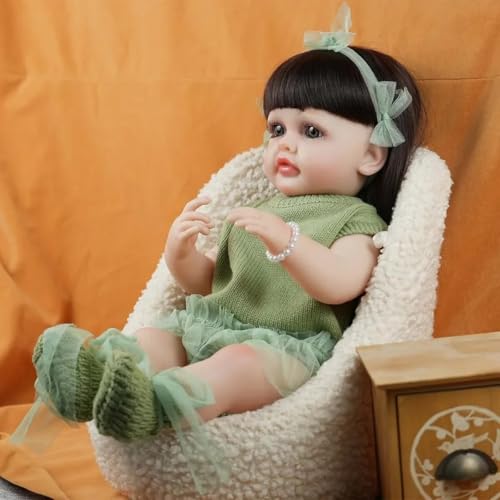 Reborn Babypuppe Mädchen 20 Zoll mit offenen Augen – Realistische Puppe mit Kleid, Haarband & Zubehör – Weicher Körper, Kinder & Sammler von Generisch