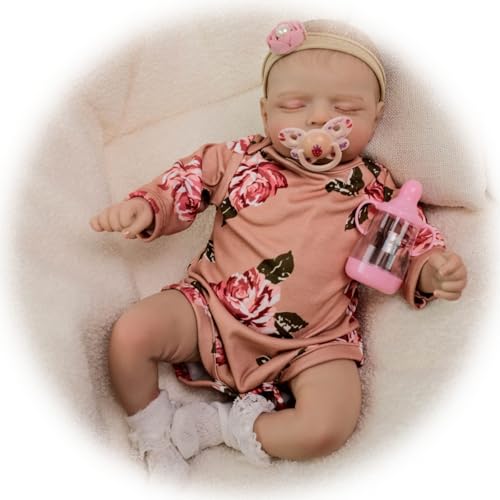 Reborn Babypuppen 49 cm Realistische schlafende Reborn Puppen Weicher Vinyl-Körper Neugeborene Baby Puppe Geschlossene Augen Kleinkind Spielzeug für Kinder ab 3 Jahren als von Generisch