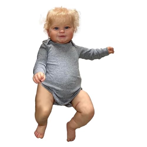Reborn Doll - wirklich aussehende Puppe, Beweglicher aus Silikon | Body Gewichtte Touch -Funktionen mit blondem lockigem Haar, perfekte Geschenkzubehör für die Spielzeugkollektion von Generisch