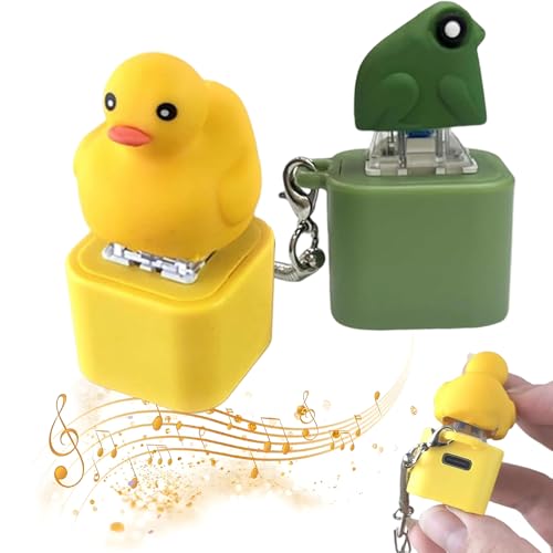 Rechargeable Quacking Duck Keychain – Duckeys Croaking Sound Fidget Toy, Fidget Toys Adults with Colorful Lights, Fun & Portable Anxiety Relief Toy (A+B) von Generisch