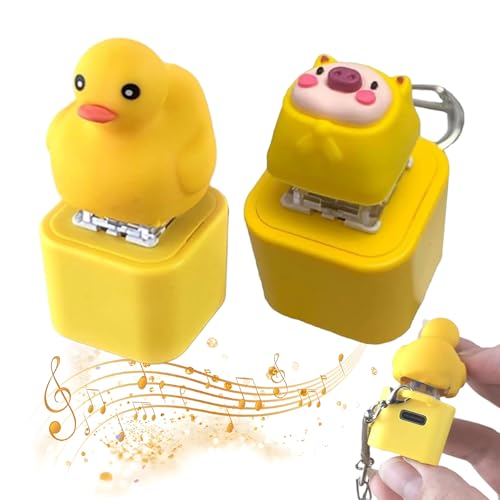 Rechargeable Quacking Duck Keychain – Duckeys Croaking Sound Fidget Toy, Fidget Toys Adults with Colorful Lights, Fun & Portable Anxiety Relief Toy (A+C) von Generisch