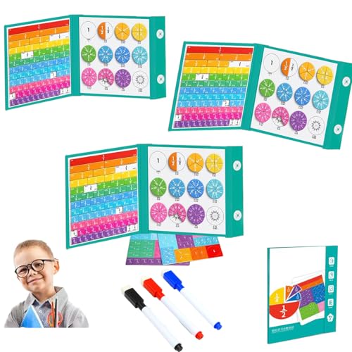 Rechenmeister Magnet Mathe Spiel, Magnetische Bruchrechnen, Fractional Calculation, Motor Skills Toy, Maths Toy, Magnetic Fraction Tiles and Fraction Circles for Children (3PCS) von Generisch