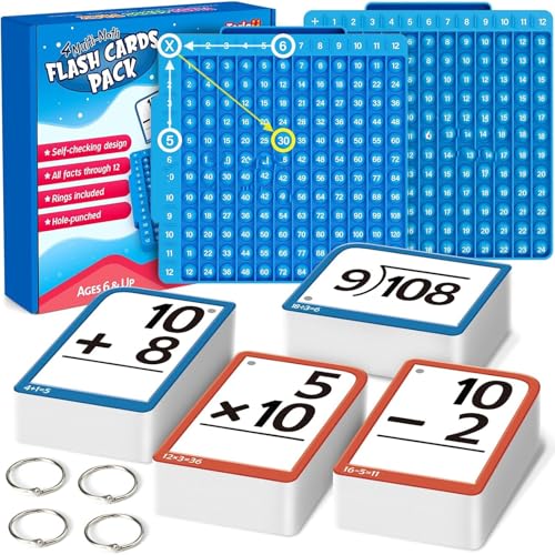 Rechnen Lernen Lernkarten, Mathe Lernkarten + Mathe-Tafel, Mathematik für Multiplikation und Division Rechenhilfen Mathe Übungskarten Tragbare Mathe Denkspiele Einschulung Geschenk für Kinder von Generisch