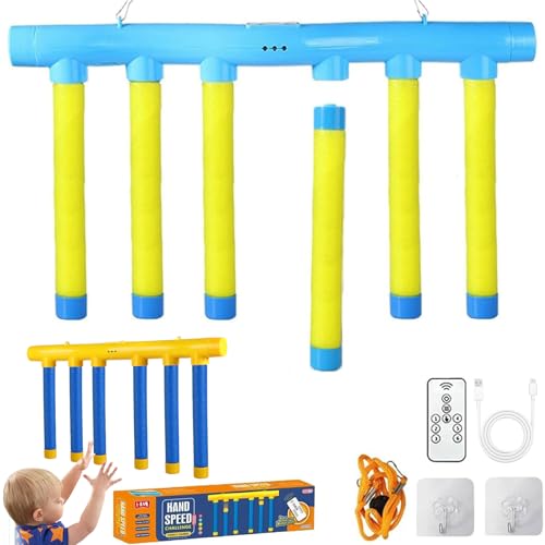 Reflex Challenge Game, Catching Sticks Game, Hand Speed Challenge Games, 3 Adjustable Speed with Remote, Reaction Test Games for Kids and Adults (Yellow) von Generisch