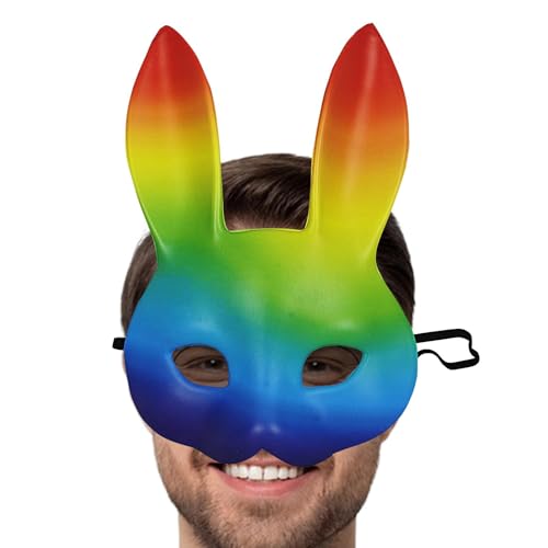 Regenbogen-Häschen-Maske,Häschen-Maske Damen | Regenbogen-Frauen-Häschen-Maske | Cosplay-Kostüm-Requisiten, ergonomisch, mit langen Ohren für Gay Parade, Pride Day, Osterkarneval von Generisch