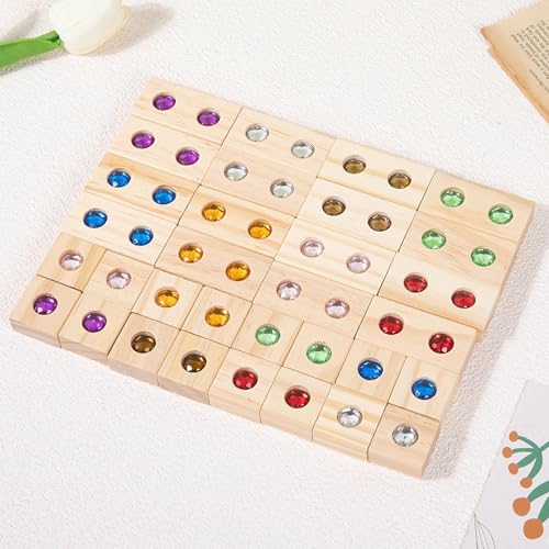 Regenbogen-Stapelspielzeug Aus Holz, Regenbogen Stapelblock, Holz Kinder-Blockierset Für Den Regenbogenbau, Regenbogenturm-Stapelspiel Aus Acryl Mit Acryl Diamant , Lernspielzeug Für Kinder (50st) von Generisch