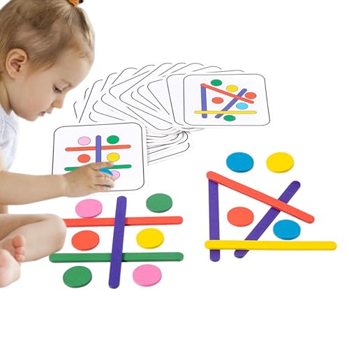 Regenbogen-Stick-Puzzle | Rich Card Patterns DIY-Intelligenzspiel mit Stäbchen in sechs Farben,Denksportaufgaben, Spielzeug, Holz, pädagogisches Geschenk für Geburtstag, Weihnachten, Kinder, und Mädc von Generisch