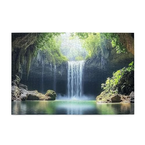 Regenwald-Wasserfall- und Flussszene mit Holzbrücke, 1000-teiliges Puzzle für Erwachsene, Holzpuzzles für Erwachsene, Geschenke, Heimdekoration Regenwald-Wasserfall- und Flussszene mit Holzbrücke, 1000-teiliges Puzzle für Erwachsene, Holzpuzzles für Erwachsene, Geschenke, Heimdekoration von Generisch