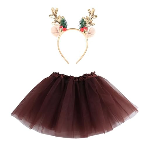 Reh Kostüm Damen, Rentier Kostüm Erwachsene Damen - Rentier Haarreif und Tüllrock Temporäre Tattoos Socken Reh Kostüm Tierkostüm für Karneval Kostüm Faschingskostüme Cosplay Mottoparty von Generisch