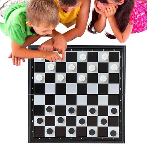 Reiseschachspiel | Multifunktionales Dame-Spiel Set - Familienspiel Für Kinder & Erwachsene, Magnetisches Dame Spielbrett Für Drinnen & Draußen, Praktisches Reisespiel Mit Lernfunktion von Generisch