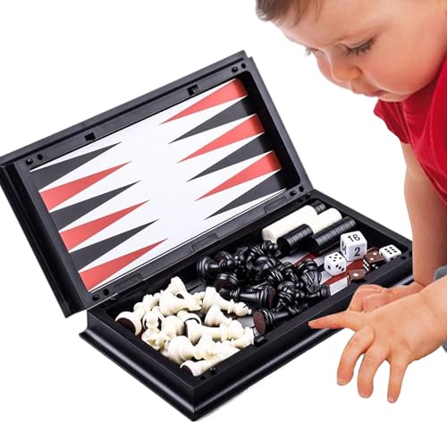 Reiseschachspiel - Multifunktionales Dame-Spiel Set - Familienspiel Für Kinder & Erwachsene, Magnetisches Dame Spielbrett Für Drinnen & Draußen, Praktisches Reisespiel Mit Lernfunktion von Generisch