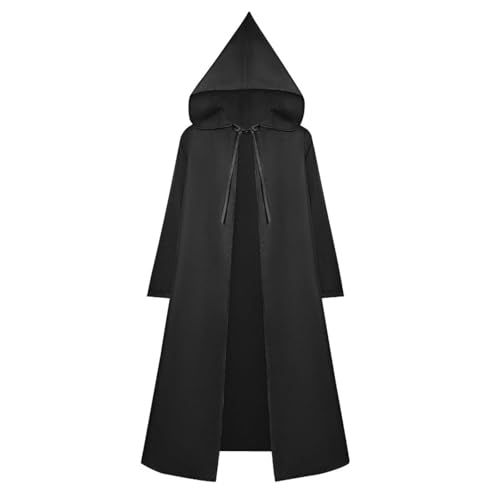 Renaissance-Umhang mit Kapuze, drei Schnallen, mittelalterlicher Robe, Sensenmann, Umhang, Zauberer, Robe, Halloween, Performance, Gothic-Kleidungs-Set von Generisch