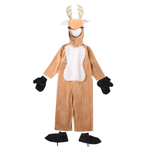 Rentier-Kostüm-Outfit – Tierkostüme Weihnachten Hirsch Kleidung – weicher Overall verkleiden süßes Outfit für 3–13 Jahre alte Jungen Mädchen Studenten Schüler von Generisch
