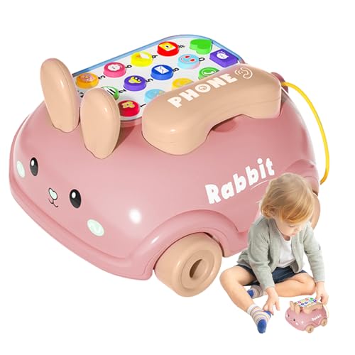 Retro -Chatter - Spielzeug - Pull -Along Bunny Mit Rädern, Klassisches Totendspiel | Interaktives Geschichtenerzählen Mit Cartoon -Musik, Walking Activity Toy Für Kleinkinder Kinder von Generisch