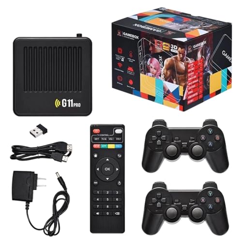 Retrowave G11 Pro, G11 Pro Game Box, G11 Pro Konsole Controllers, Retro Spielekonsole 4K, 60+ klassischen Emulatoren Videospielkonsole with 2 Wireless Dual Controllers (256G) von Generisch