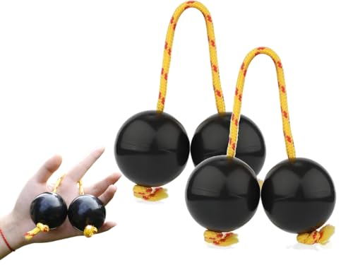 Rhythmischer Ball, 2 Paar rhythmische Kugeln für Kinder und Erwachsene, Handpercussion, Musik-Eier-Shaker, Doppelkürbis-Percussion für Kinder und Erwachsene, Hochzeitsfeiern, Musikunterricht (schwarz) von Generisch