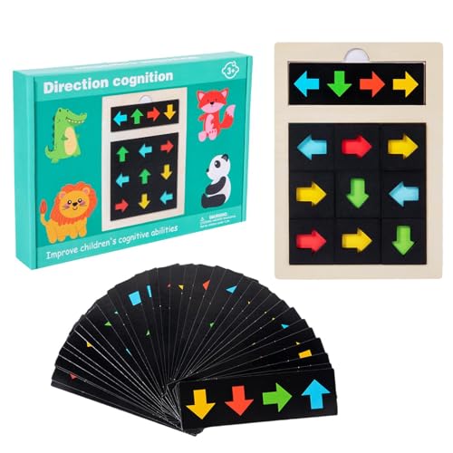 Richtungsblock Puzzle, Holz Puzzle zur Richtungserkennung und Förderung als Lernspielzeug für Kinder, Formen Zuordnung und Logik Brettspiel Kognitives Lernspielzeug für Zuhause Vorschule sowie von Generisch